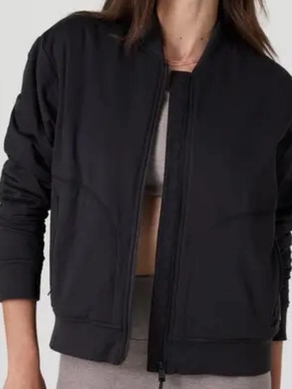 Vuori Halo Basin Bomber Jacket Black Athleisure Soft Warm Dreamknit Athletic L
